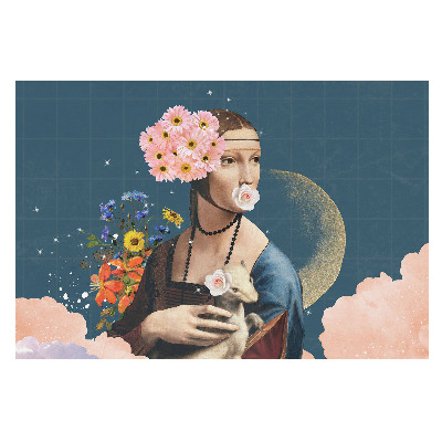 Fotótapéta hálószobába Szürrealista portré virágok között