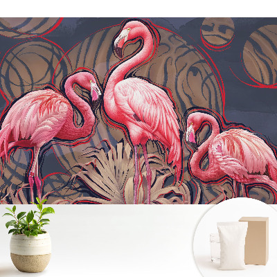Fotótapéta hálószobába stílusos rózsaszín flamingókkal