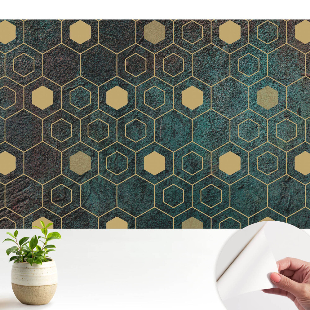 Öntapadós fotótapéta hálószobába Sötét geometrikus hatszögek