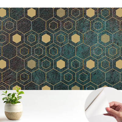 Öntapadós fotótapéta hálószobába Sötét geometrikus hatszögek