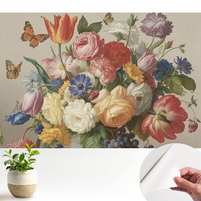 Fotótapéta lányoknak virágok és pillangók színes kuszasága