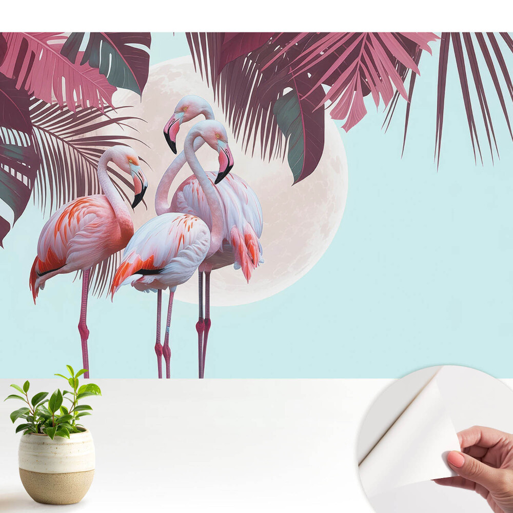 Fotótapéta gyerekszobába Flamingók egy trópusi menedékben