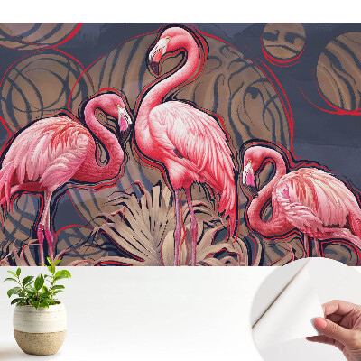 Öntapadós fotótapéta gyerekszobába Stílusos rózsaszín flamingók
