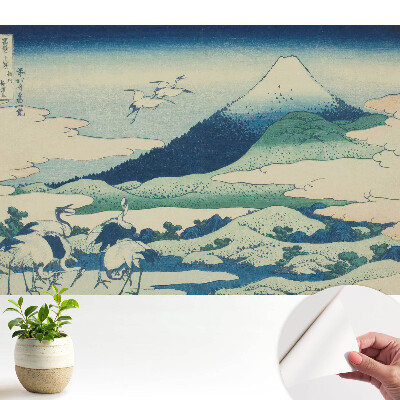 Hálószoba fotótapéta Japán daruk a hegyekben