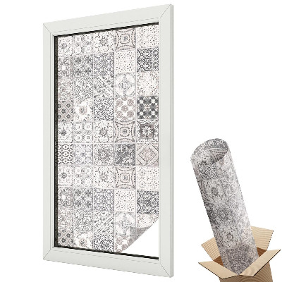 Ablakfólia ólomüveg hatással Stílusos csempézett minta szürke árnyalatokban