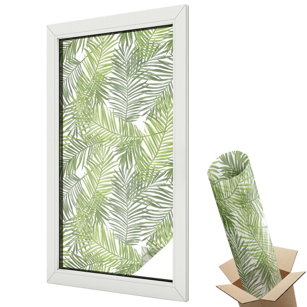 Ablakfólia tejüveg Zöld pálmalevelek
