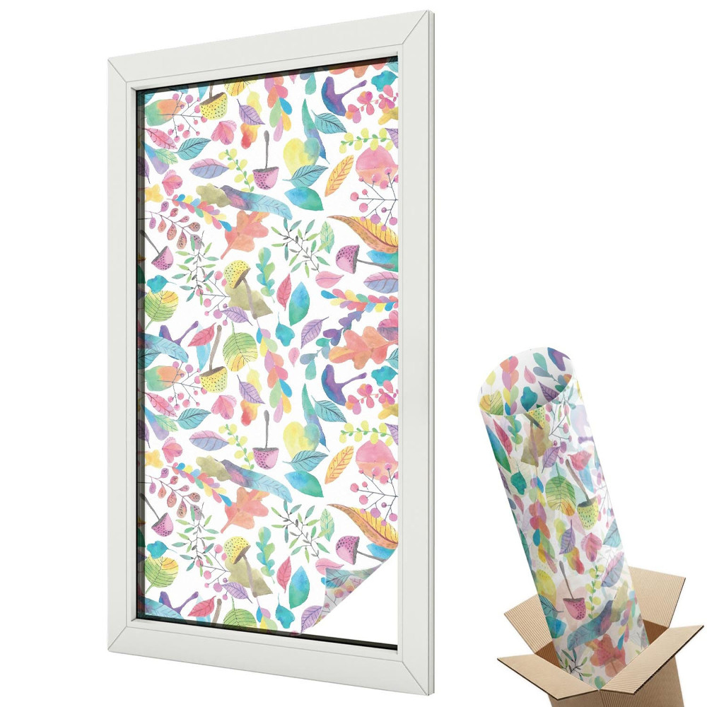 Dekoratív üvegfólia ablakra Színes pillangólevelekből álló rét