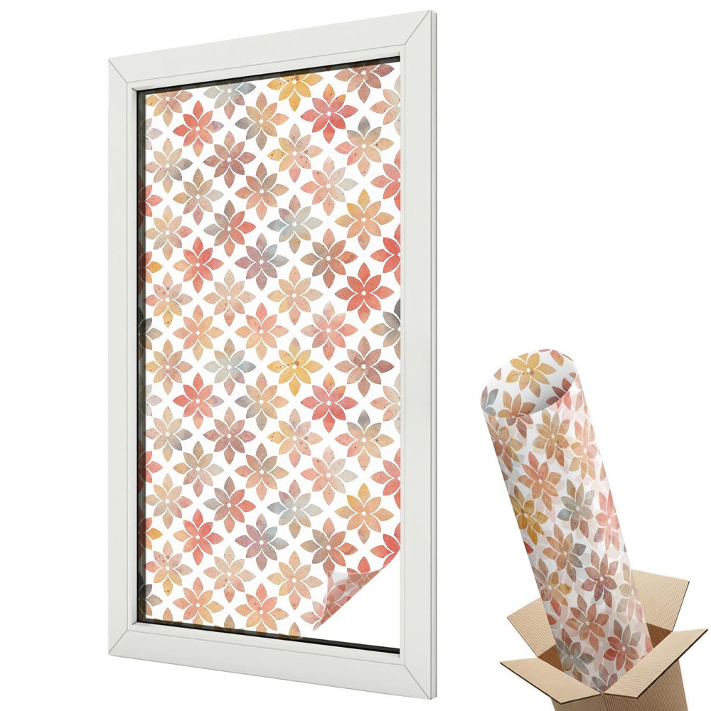 Dekoratív üvegfólia ablakra Színes virágok fehér alapon