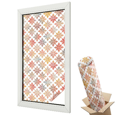 Dekoratív üvegfólia ablakra Színes virágok fehér alapon