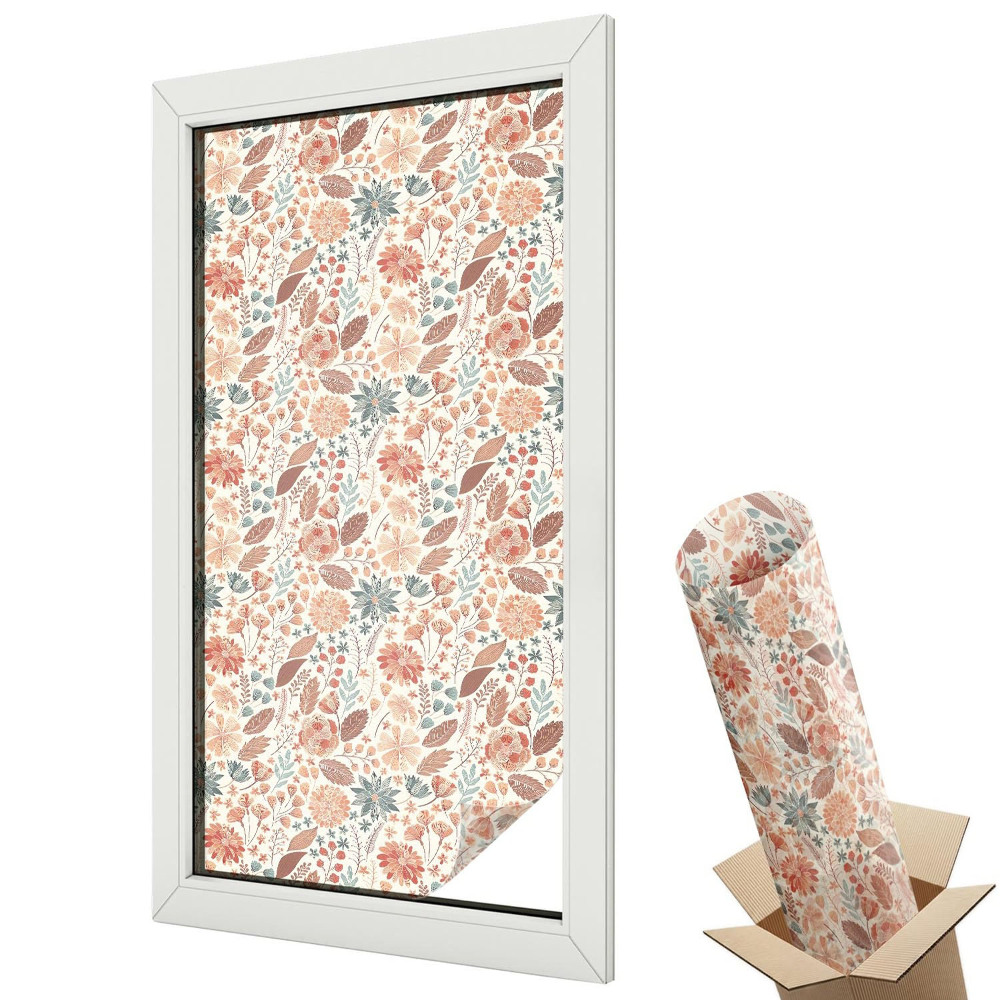 Ablakfólia ólomüveg hatással Hangulatos és harmonikus virágminta