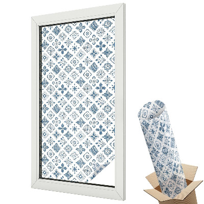 Ablakfólia tejüveg Klasszikus elegancia kék mintákban