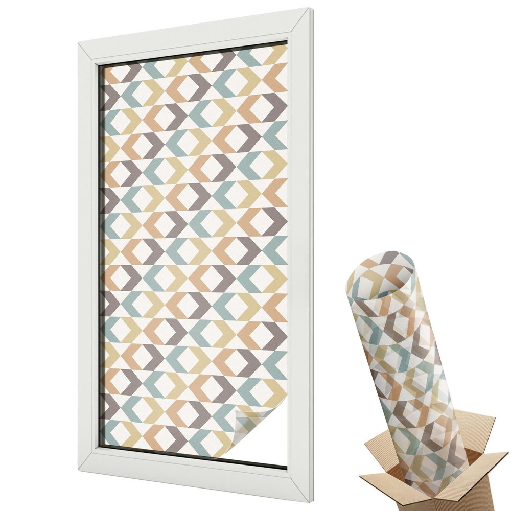 Üvegfólia ablakra Geometrikus rombuszok földszínűekben