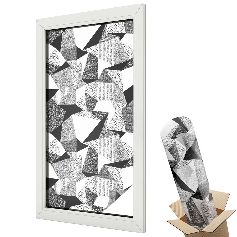 Ablakfólia tejüveg Geometrikus háromszögek vonalak pontok szürke