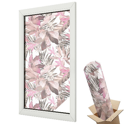 Ablakfólia ólomüveg hatással Pasztell bézs levelek orchideák