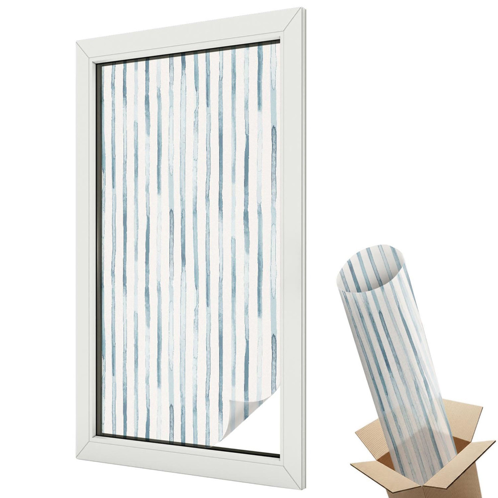 Ablakfólia tejüveg Kék függőleges csíkok