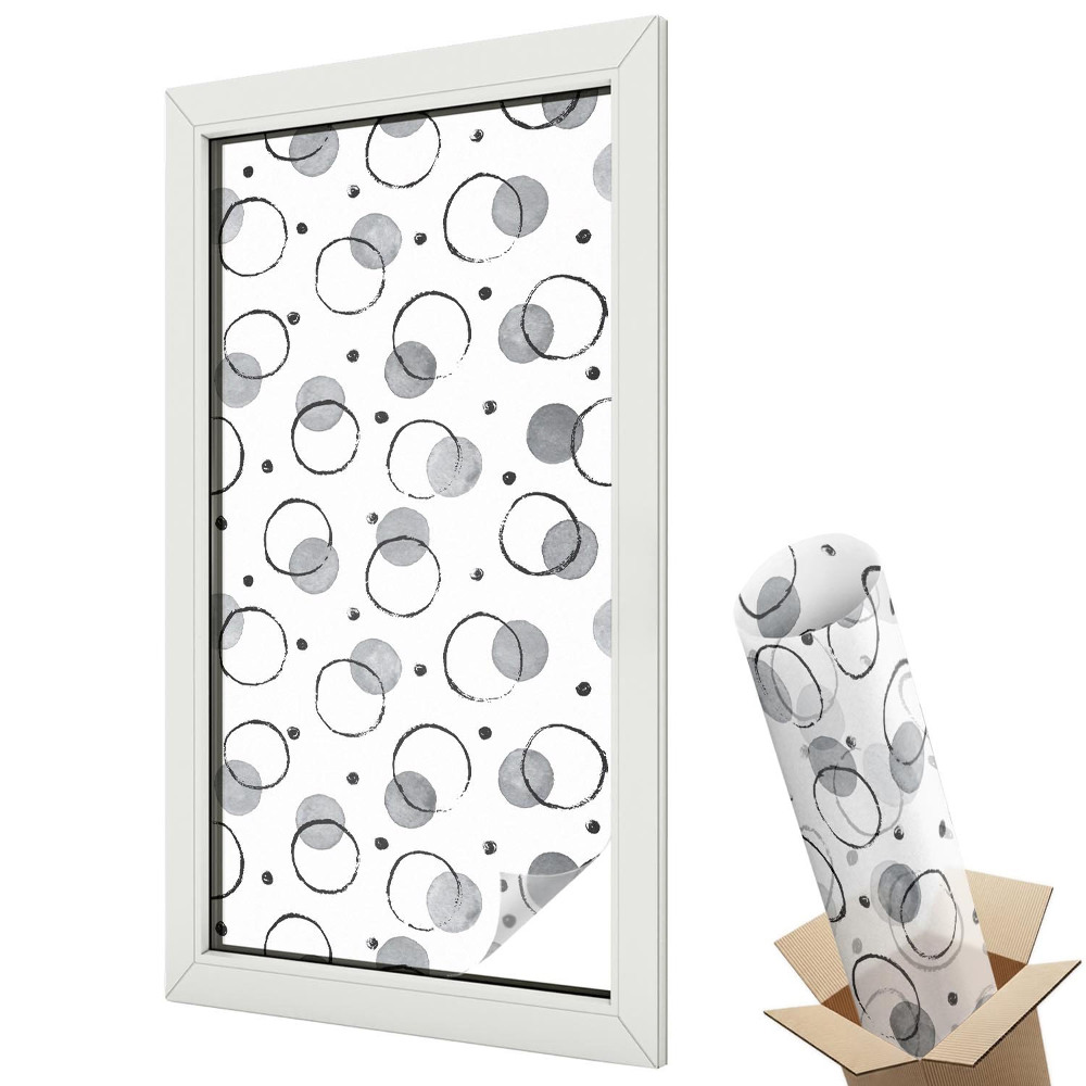 Ablakfólia tejüveg Finom körök és pontok szürke árnyalatokban