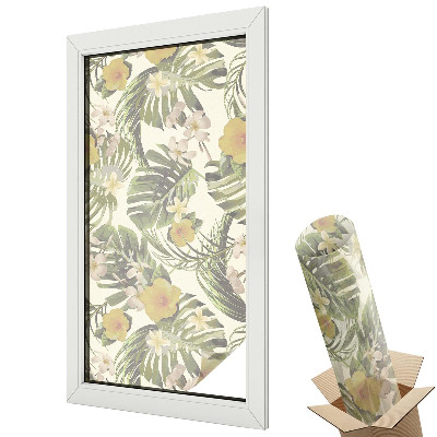 Ablakfólia tejüveg Színes virágok egzotikus trópusi levelek