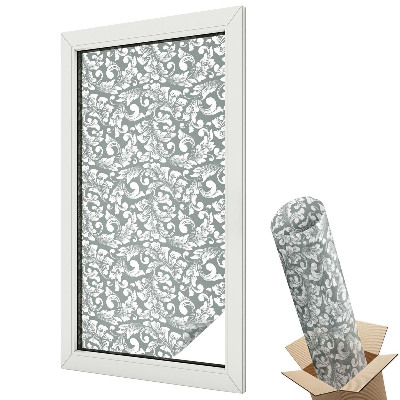 Ablakfólia ólomüveg hatással Stilizált levelek szürke háttéren