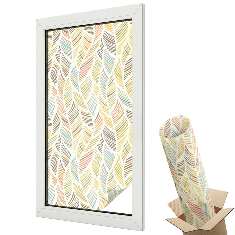 Dekoratív üvegfólia ablakra Színes tollak, a minta könnyedsége