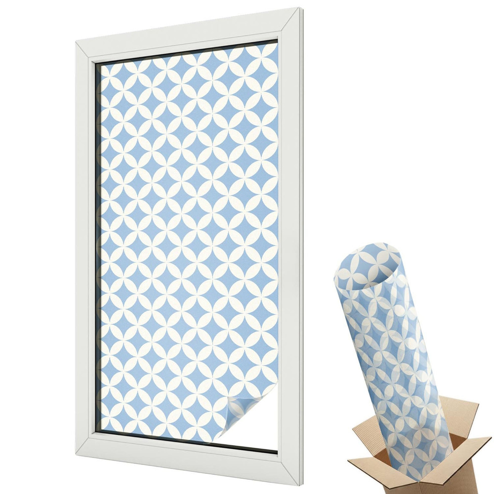 Dekoratív üvegfólia ablakra Geometrikus fehér körök kék háttéren