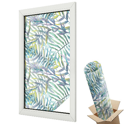 Dekoratív üvegfólia ablakra Páfrány levelek ismétlődése és akvarell