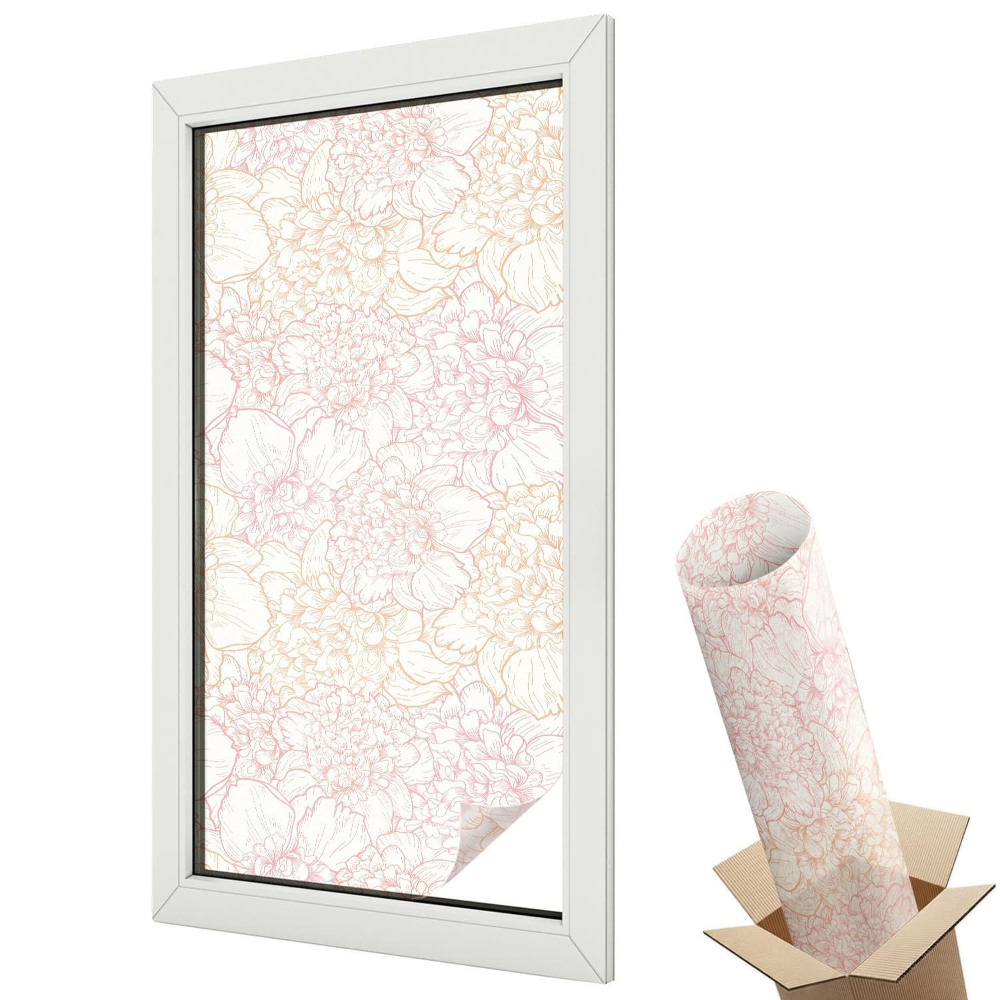 Ablakfólia tejüveg Klasszikus pasztell virágmintás