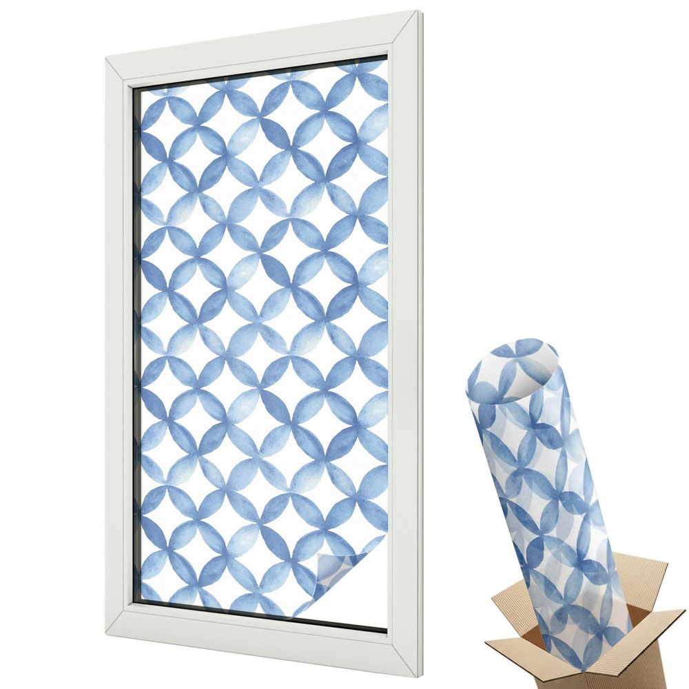 Üvegfólia ablakra Kék geometrikus akvarell minták