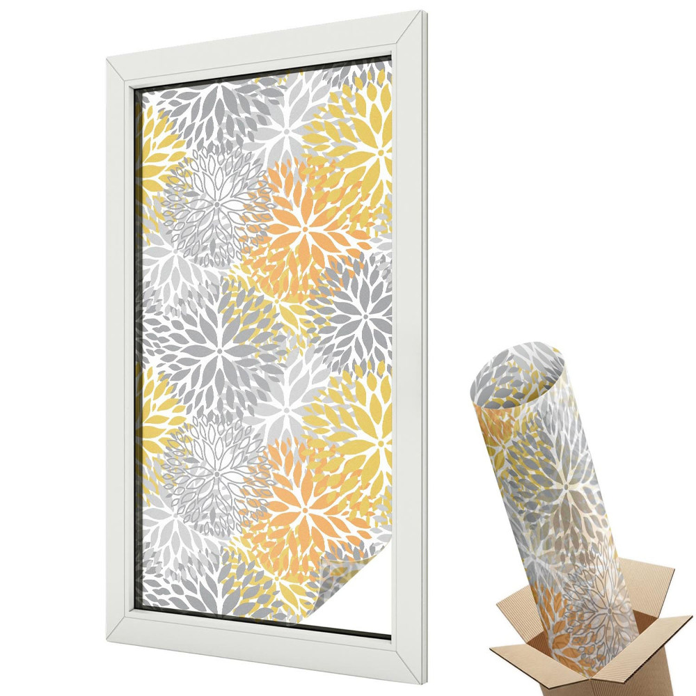 Ablakfólia tejüveg Virággeometria ismétlődő színes