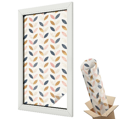 Ablakfólia ólomüveg hatással Színes, ismétlődő, szimmetrikus levélminta