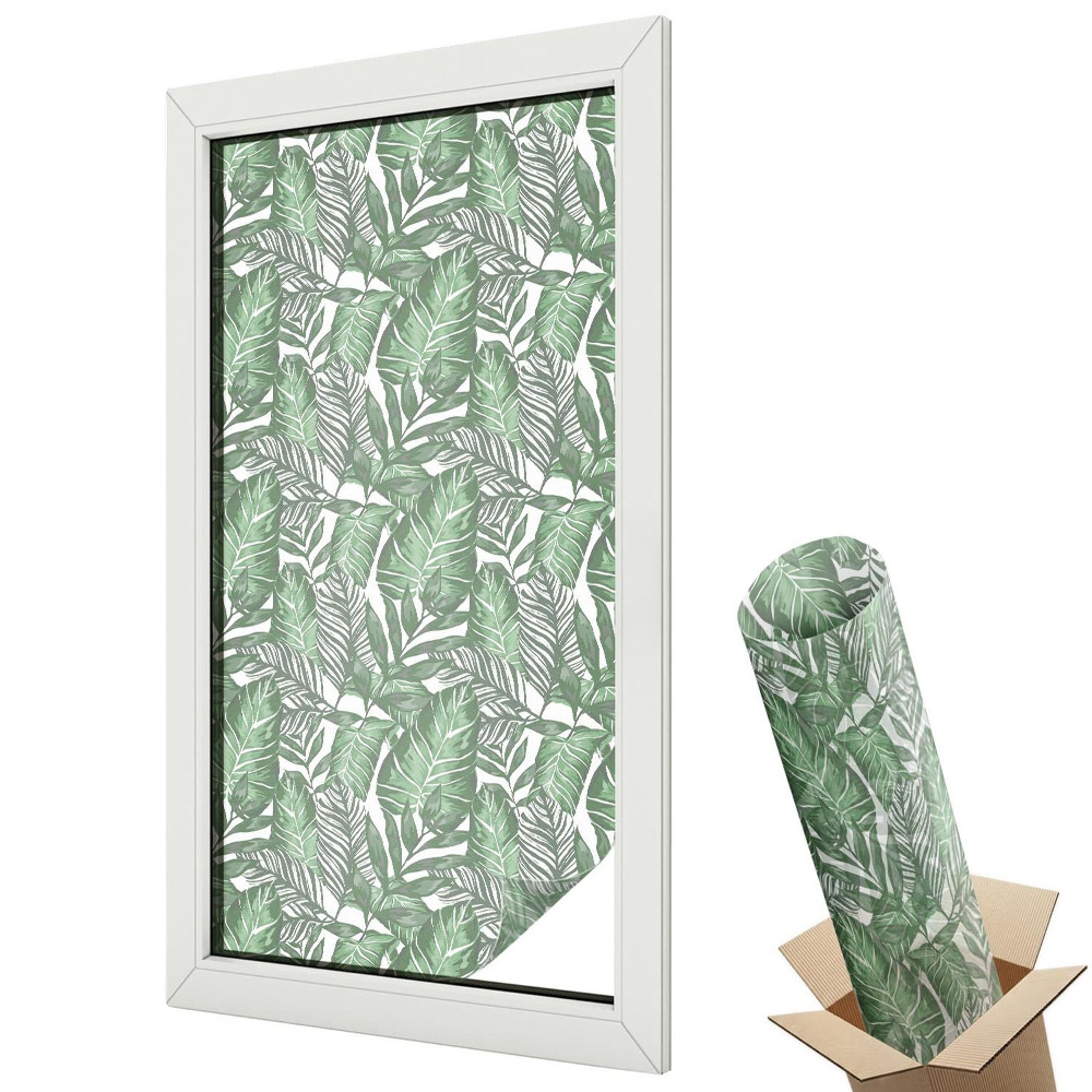 Ablakfólia ólomüveg hatással Trópusi levelek modern stílusban