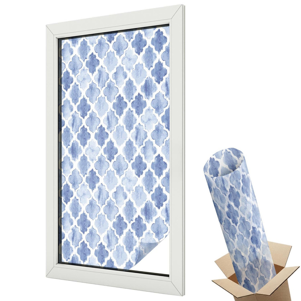 Ablakfólia tejüveg Kék akvarell szimmetrikus minták