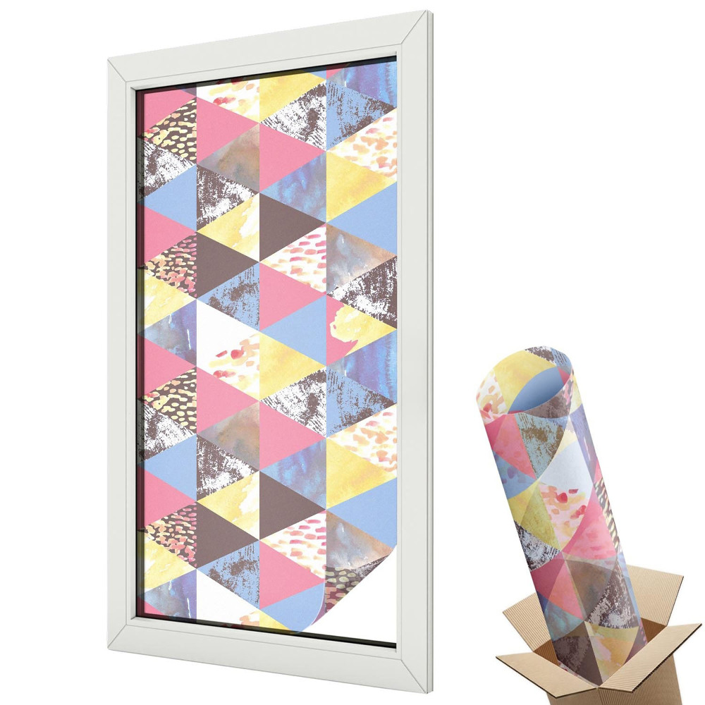 Ablakfólia tejüveg Színes, energikus háromszög minták