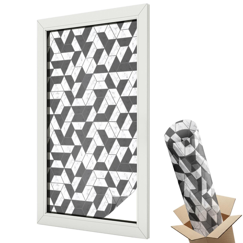 Ablakfólia tejüveg Stílusos geometrikus minta márvány díszítéssel