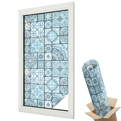 Ablakfólia tejüveg Elegáns kék csempe minták