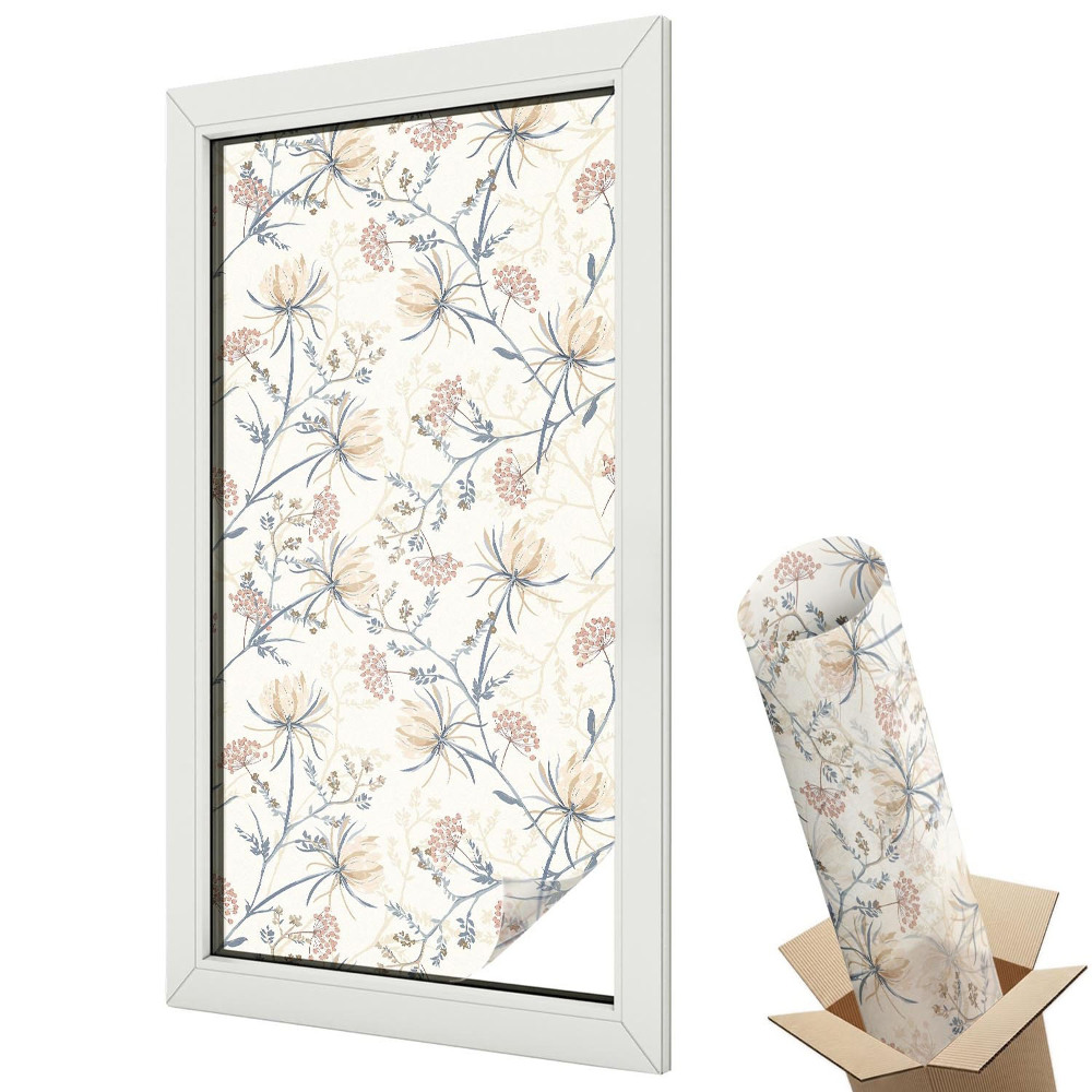 Üvegfólia ablakra Finom virágminta, romantikus szimmetria