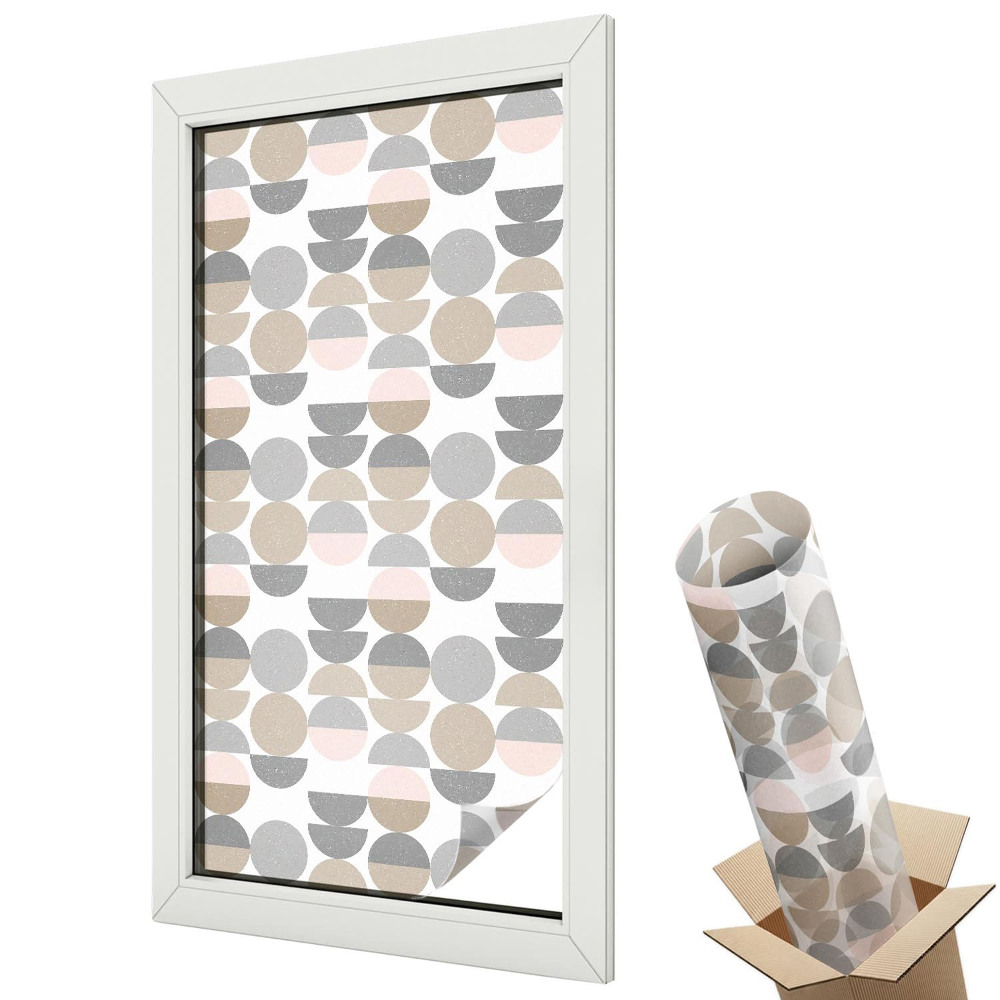 Dekoratív üvegfólia ablakra Geometrikus körök és félkörök finom színekben