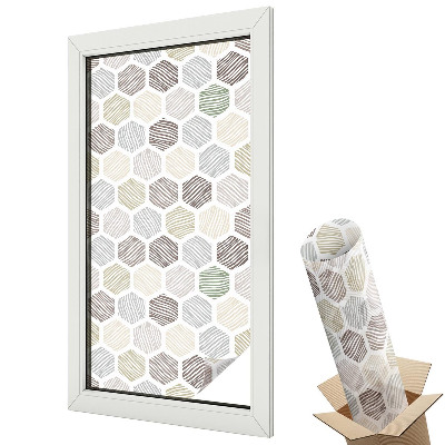 Dekoratív üvegfólia ablakra Hatszögletű minták hullámos vonalakkal