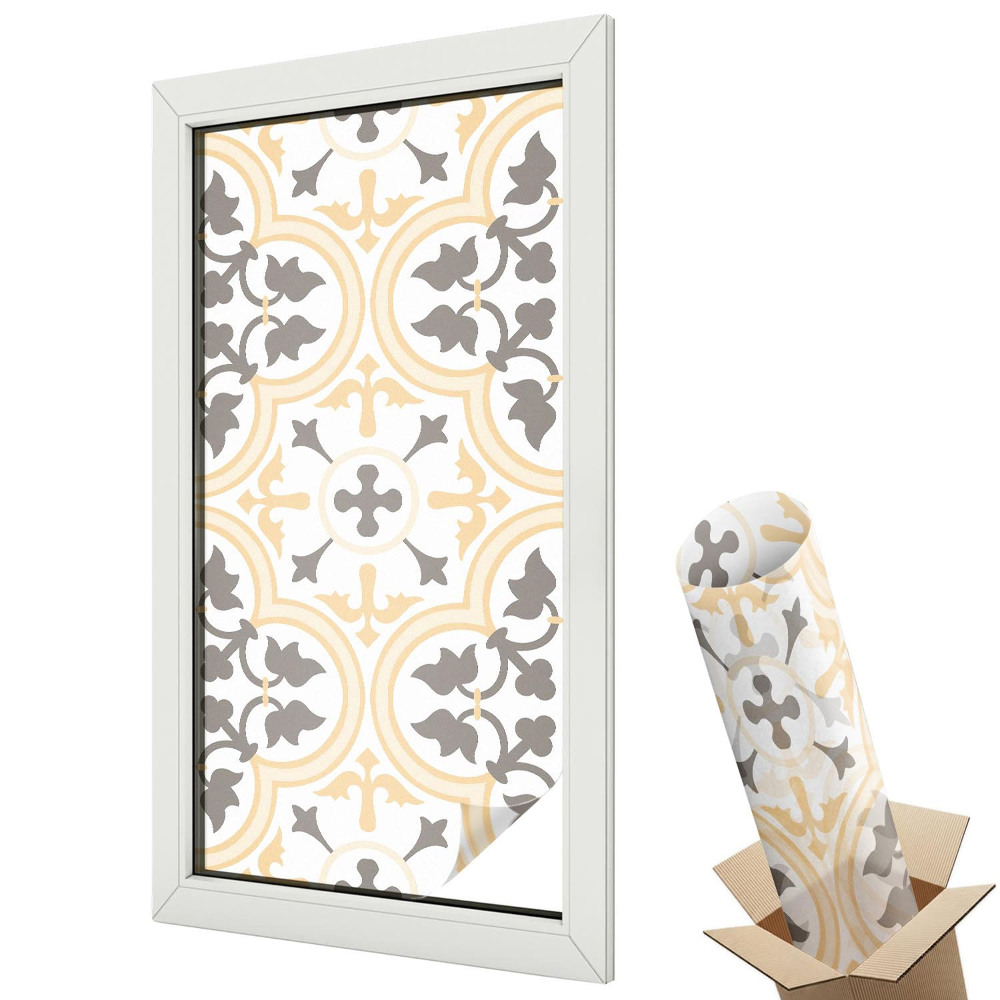 Ablakfólia ólomüveg hatással Klasszikus szimmetrikus növényi dekorációk