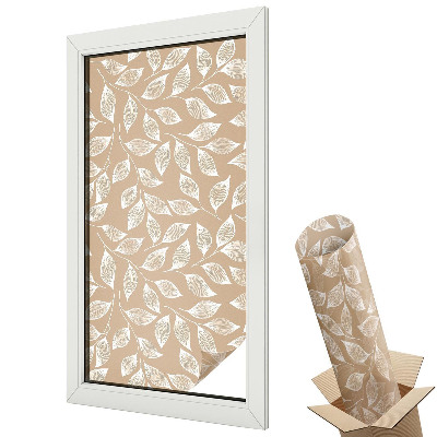 Dekoratív üvegfólia ablakra Leveles minta semleges háttéren