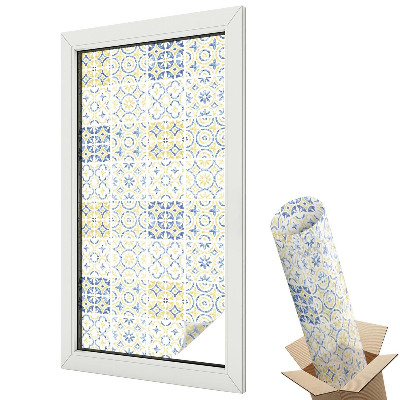 Üvegfólia ablakra Mediterrán sárga és kék csempeminta