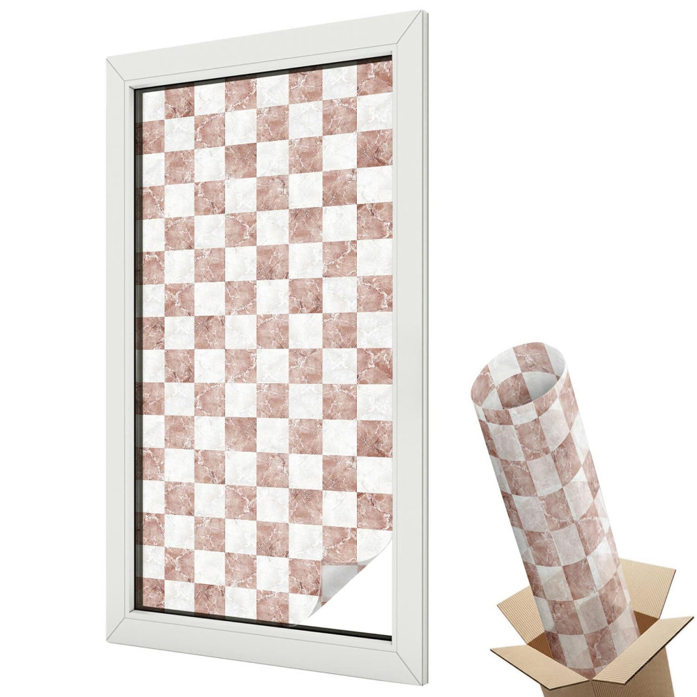 Ablakfólia ólomüveg hatással Márvány sakktábla elegancia harmónia