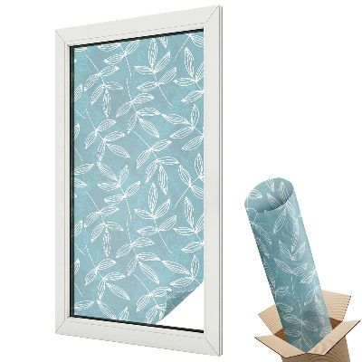 Ablakfólia tejüveg Fehér levelek kék alapon