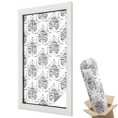 Üvegfólia ablakra Stílusos, fekete-fehér, modern levelek