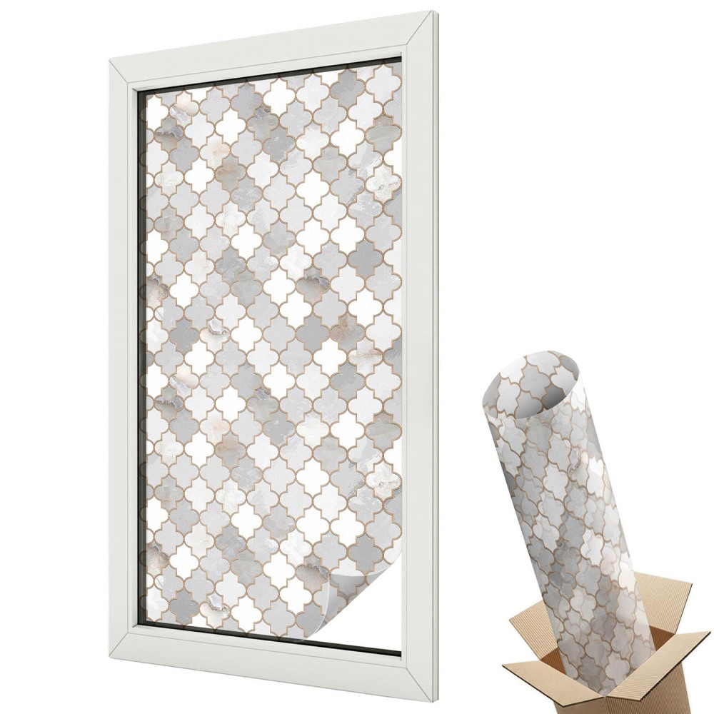 Ablakfólia ólomüveg hatással Klasszikus arabeszk minta szürke árnyalatokban