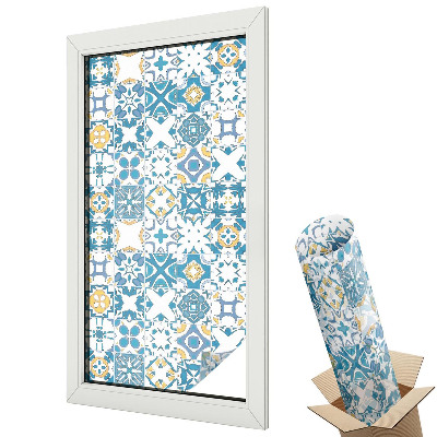 Ablakfólia ólomüveg hatással Színes mozaikminták szimmetrikus kompozíció