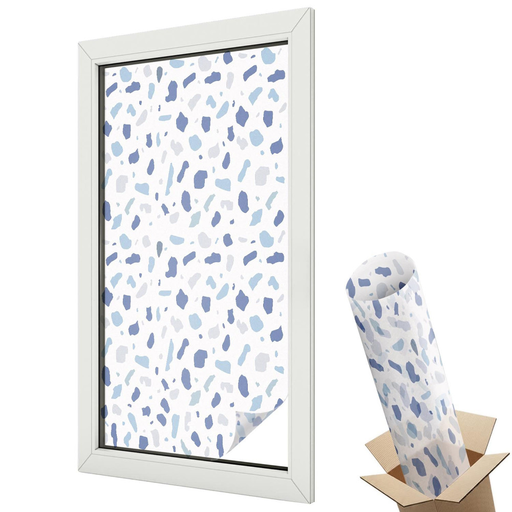 Ablakfólia ólomüveg hatással Kék absztrakt formák