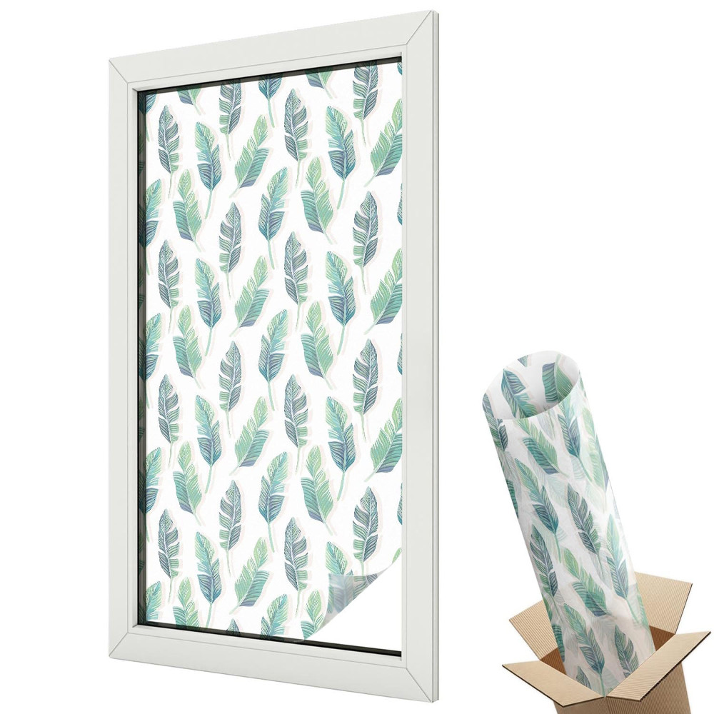 Dekoratív üvegfólia ablakra Színes levelek világos háttér előtt