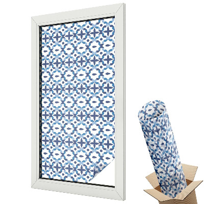 Ablakfólia ólomüveg hatással Kék geometrikus mozaik