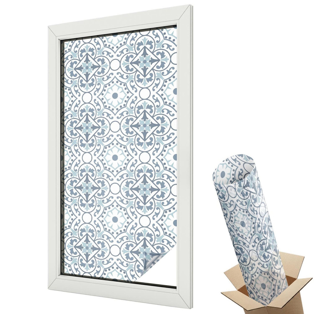 Dekoratív üvegfólia ablakra Elegáns mozaikminta növényi motívumokkal