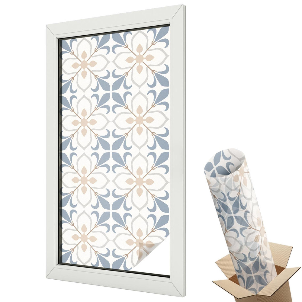 Dekoratív üvegfólia ablakra Klasszikus szimmetrikus virágmintás